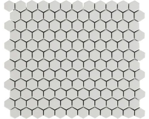Keramikmosaik Mirava Hexagon 29,6x25,8 cm weiß matt