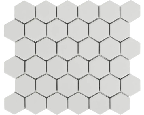 Keramikmosaik Mirava Hexagon 32x27,9 cm weiß matt