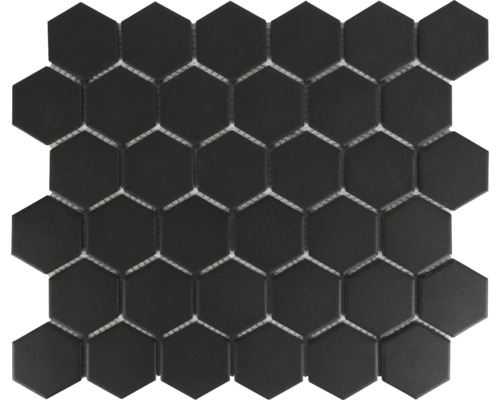 Keramikmosaik Mirava Hexagon 32 x 27,9 cm schwarz matt