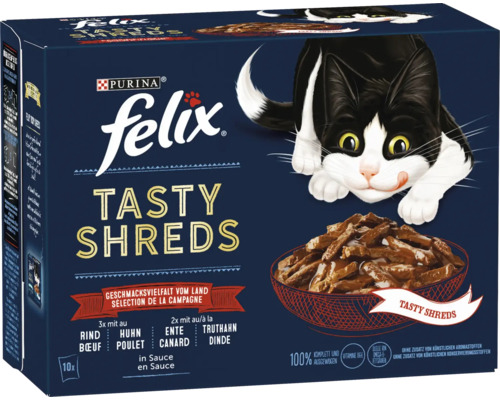 Katzenfutter nass Felix Shredsfleisch 10x80 g