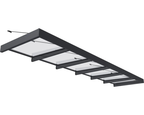 PALRAM-Canopia Rechteckvordach Sophia XL klar 5650x1400x170 mm Alu Pulverbeschichte grau RAL 7016