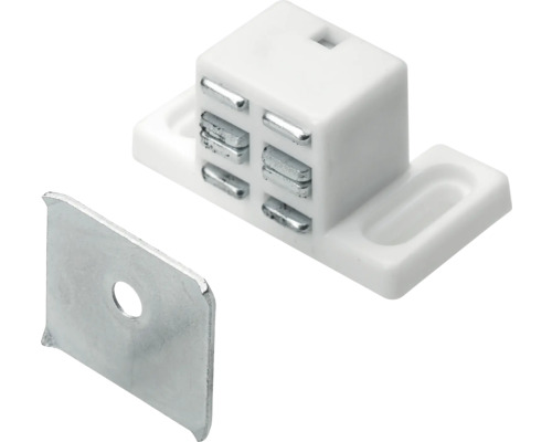 Magnetschnäpper 45 x 24 x 22 mm verzinkt weiß 5 Stück Türfeststeller mit Gegenplatte für Möbel