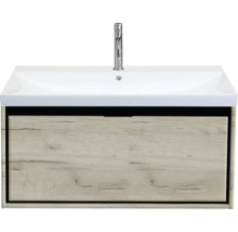 Waschbeckenunterschrank Sanox Loft Keramik 52,5x101x46 cm mit Keramikwaschbecken craft oak-thumb-0
