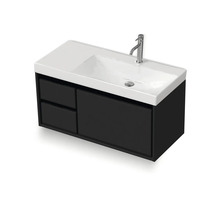 Waschbeckenunterschrank Sanox Loft Keramik 52,5x101x46 cm mit Keramikwaschbecken 3 Schubladen und Doppelauszug links schwarz matt-thumb-1