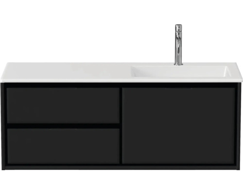 Waschtischunterschrank mit zwei Schubladen, einer Tür, Waschbecken und Armatur