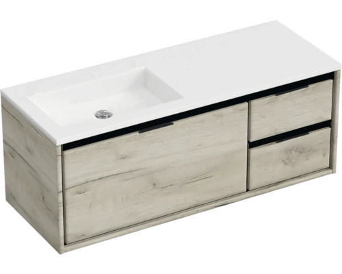 Waschtischunterschrank mit zwei Schubladen und einem Waschbecken