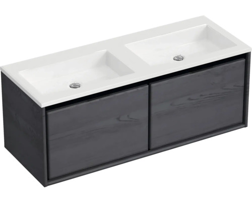 Waschtischunterschrank mit zwei Waschbecken und zwei Schubladen