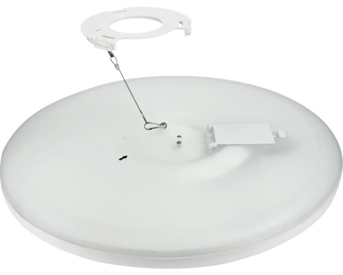 Deckenleuchte mit Montageelement und Stahlseil