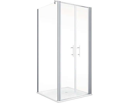 Eckdusche mit Schiebetüren aus Glas