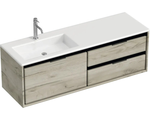 Waschtisch mit Unterschrank, zwei Schubladen und Armatur