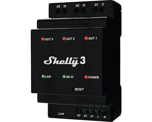 Relais-Schalter Shelly Pro 3, schwarz (212180)