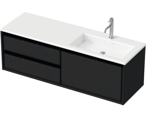 Waschbeckenunterschrank Sanox Loft 47x140,5x45,5 cm mit Mineralgusswaschbecken 3 Schubladen und Doppelauszug 70 cm links schwarz matt Waschbeckenunterschrank Sanox Loft 47x140,5x45,5 cm mit Mineralgusswaschbecken 3 Schubladen und Doppelauszug 70 cm links schwarz matt