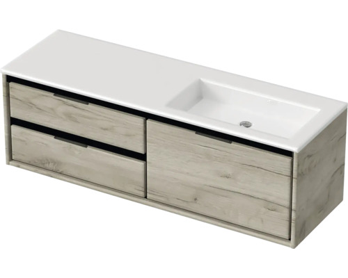 Waschtischunterschrank mit zwei Schubladen und einem Waschbecken