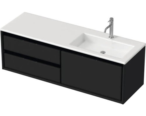 Waschbeckenunterschrank Sanox Loft 47x140,5x45,5 cm mit Mineralgusswaschbecken 3 Schubladen und Doppelauszug 70 cm links schwarz matt/weiß matt Waschbeckenunterschrank Sanox Loft 47x140,5x45,5 cm mit Mineralgusswaschbecken 3 Schubladen und Doppelauszug 70 cm links schwarz matt/weiß matt