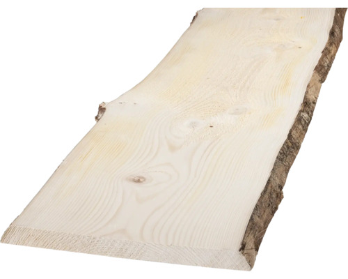 Unbehandeltes Holzbrett mit Baumkante