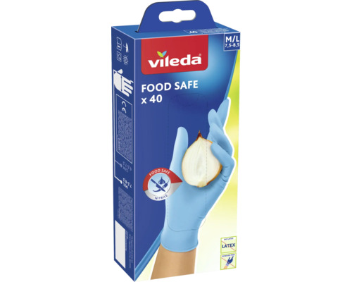 Einweghandschuhe Vileda Food Safe 40 mtl. Größe M/L blau Einweghandschuhe Vileda Food Safe 40 mtl. Größe M/L blau