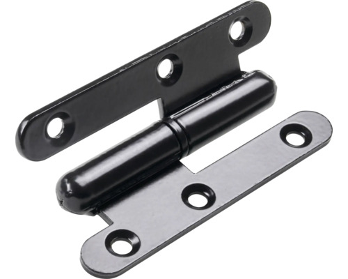 Türband links 80 x 45 mm links Stahl schwarz matt 10 Stück Scharnier aus Stahl mit Befestigungslöchern