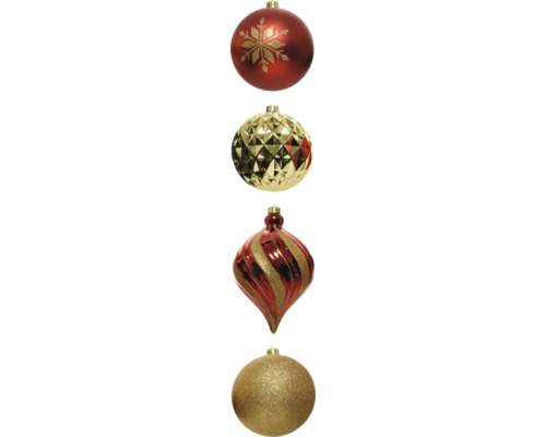 Christbaumkugeln Lafiora Kunststoff 6-teilig rot/gold