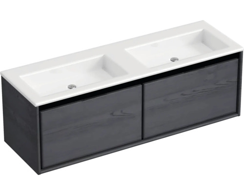 Waschtischunterschrank mit Doppelwaschbecken und zwei Schubladen