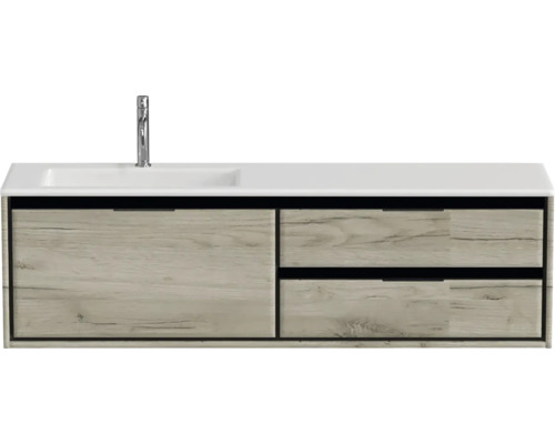 Waschtischunterschrank mit Waschbecken und zwei Schubladen