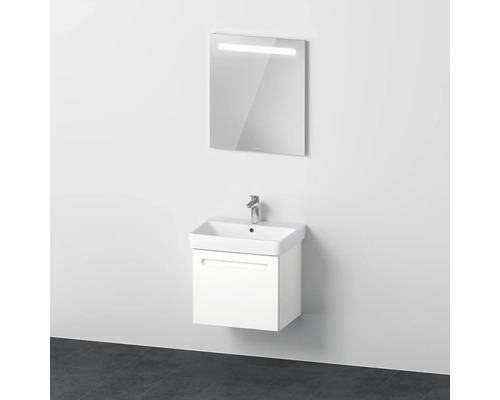 Badmöbel-Set Duravit No.1 60x200x45 cm weiß mit Keramikwaschbecken LED-Spiegel Badezimmer mit Waschbeckenunterschrank, Aufsatzwaschbecken und Spiegel mit Beleuchtung