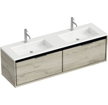 Waschbeckenunterschrank Sanox Loft 47x160,5x45,5 cm mit Doppel-Mineralgusswaschbecken craft oak