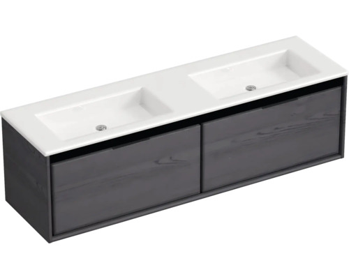 Waschtischunterschrank mit zwei Waschbecken und zwei Schubladen