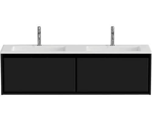 Waschbeckenunterschrank Sanox Loft 47x160,5x45,5 cm mit Doppel-Mineralgusswaschbecken schwarz matt/weiß matt Waschbeckenunterschrank Sanox Loft 47x160,5x45,5 cm mit Doppel-Mineralgusswaschbecken schwarz matt/weiß matt