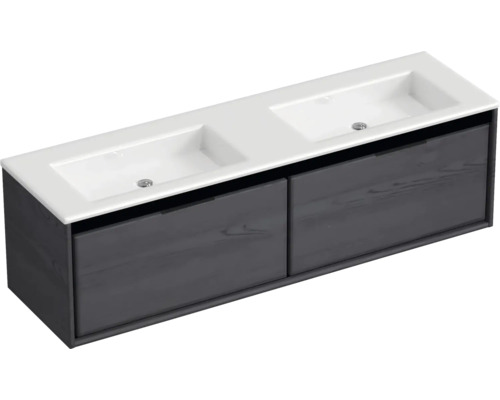 Waschtischunterschrank mit zwei Waschbecken und zwei Schubladen