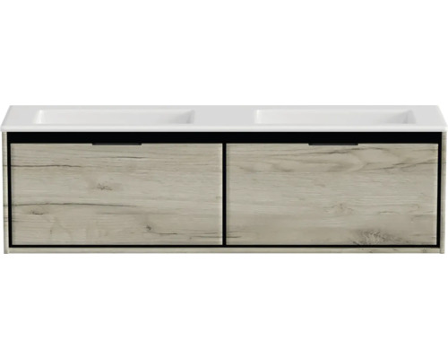 Waschbeckenunterschrank Sanox Loft 47x160,5x45,5 cm mit Doppel-Mineralgusswaschbecken ohne Hahnloch/weiß matt Waschbeckenunterschrank Sanox Loft 47x160,5x45,5 cm mit Doppel-Mineralgusswaschbecken ohne Hahnloch/weiß matt