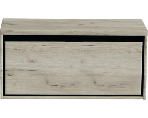 Waschbeckenunterschrank Sanox Loft 48,6x100,2x45 cm mit Waschtischplatte craft oak Schuhschrank mit einer Klappe und Holzstruktur