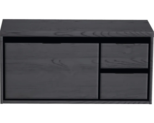 Waschbeckenunterschrank Sanox Loft 48,6x100,2x45 cm mit Waschtischplatte 3 Schubladen und Doppelauszug rechts black oak