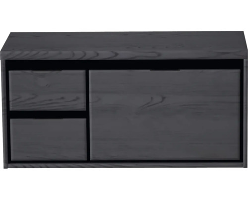 Waschbeckenunterschrank Sanox Loft 48,6x100,2x45 cm mit Waschtischplatte 3 Schubladen und Doppelauszug links black oak-0