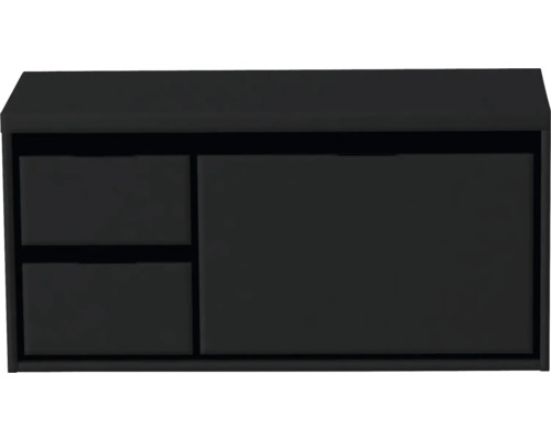 Waschbeckenunterschrank Sanox Loft 48x100,2x45 cm mit Waschtischplatte 3 Schubladen und Doppelauszug links schwarz matt-0