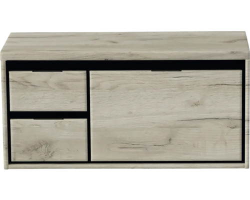 Waschbeckenunterschrank Sanox Loft 48,6x100,2x45 cm mit Waschtischplatte 3 Schubladen und Doppelauszug links craft oak