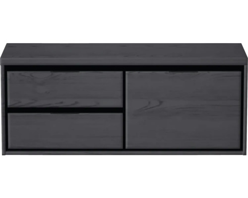 Waschbeckenunterschrank Sanox Loft 48,6x120,2x45 cm mit Waschtischplatte 3 Schubladen und Doppelauszug links black oak