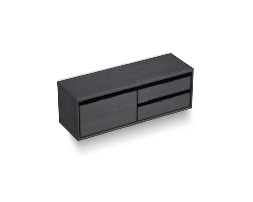 Waschbeckenunterschrank Sanox Loft 48,6x140,2x45 cm mit Waschtischplatte 3 Schubladen und Doppelauszug rechts black oak Waschbeckenunterschrank Sanox Loft 48,6x140,2x45 cm mit Waschtischplatte 3 Schubladen und Doppelauszug rechts black oak
