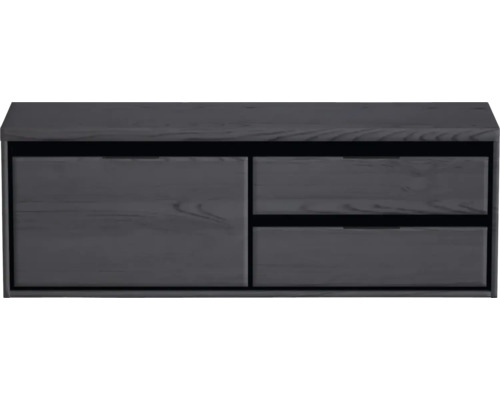 Grauer Unterschrank mit einer Tür und zwei Schubladen