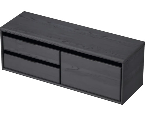 Waschbeckenunterschrank Sanox Loft 48,6x140,2x45 cm mit Waschtischplatte 3 Schubladen und Doppelauszug links black oak Waschbeckenunterschrank Sanox Loft 48,6x140,2x45 cm mit Waschtischplatte 3 Schubladen und Doppelauszug links black oak
