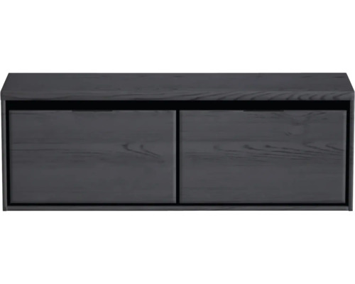 Waschbeckenunterschrank Sanox Loft 48,6x140,2x45 cm mit Waschtischplatte black oak Wandhängender Badezimmerschrank mit zwei Schubladen