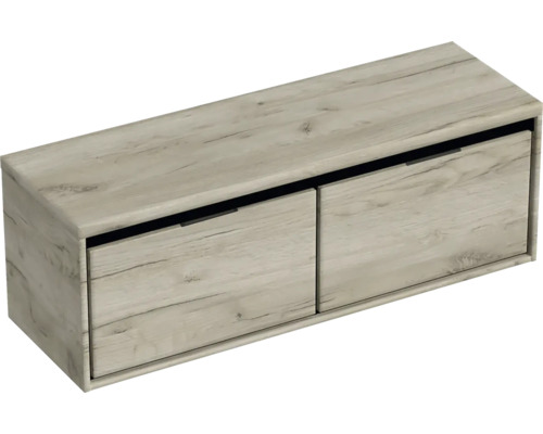 Waschbeckenunterschrank Sanox Loft 48,6x140,2x45 cm mit Waschtischplatte craft oak Hängeunterschrank mit zwei Schubladen im Holzdesign