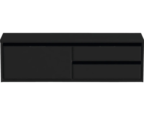 Schwarzer Waschtischunterschrank mit einem Schrank und zwei Schubladen
