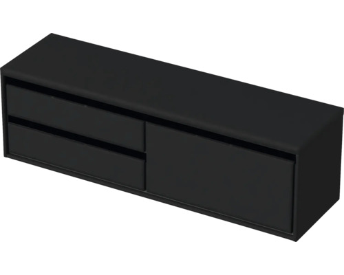 Schwarzer Hängeschrank mit zwei Schubladen und einer Tür