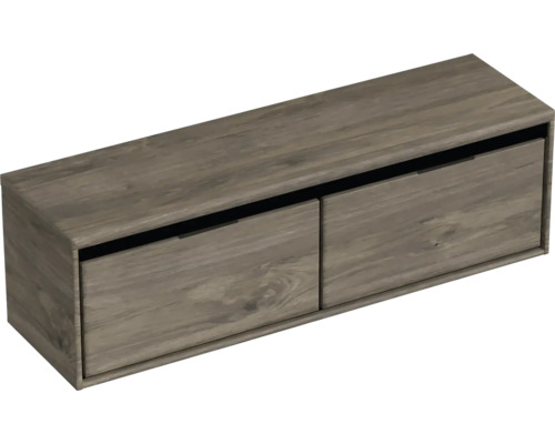 Waschbeckenunterschrank Sanox Loft 48,6x160,2x45 cm mit Waschtischplatte espresso Wandhängender Waschtischunterschrank mit zwei Schubladen