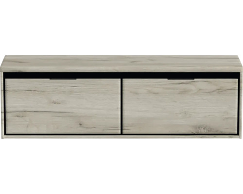 Waschbeckenunterschrank Sanox Loft 48,6x160,2x45 cm mit Waschtischplatte craft oak Hängender Schuhschrank mit zwei Klappen