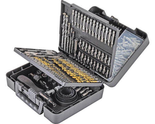 Bohrer- und Bit-Set in einem grauen Werkzeugkoffer