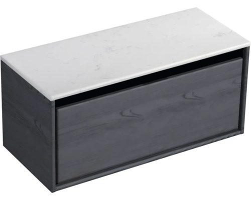Waschbeckenunterschrank Sanox Loft 47x101x46 cm mit Waschtischplatte black oak/Kunststein