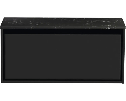 Waschbeckenunterschrank Sanox Loft 47x101x46 cm mit Waschtischplatte schwarz matt/Kunststein schwarz