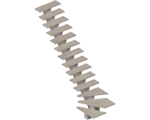 Pertura Mittelholmtreppe Agape Apache Grey 1/4-gewendelt unten links 90 cm Valchromat (Holzfaser) Eiche furniert Geölt 14 Stufen / 15 Steigungen