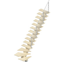 Holztreppe mit Edelstahlgeländer